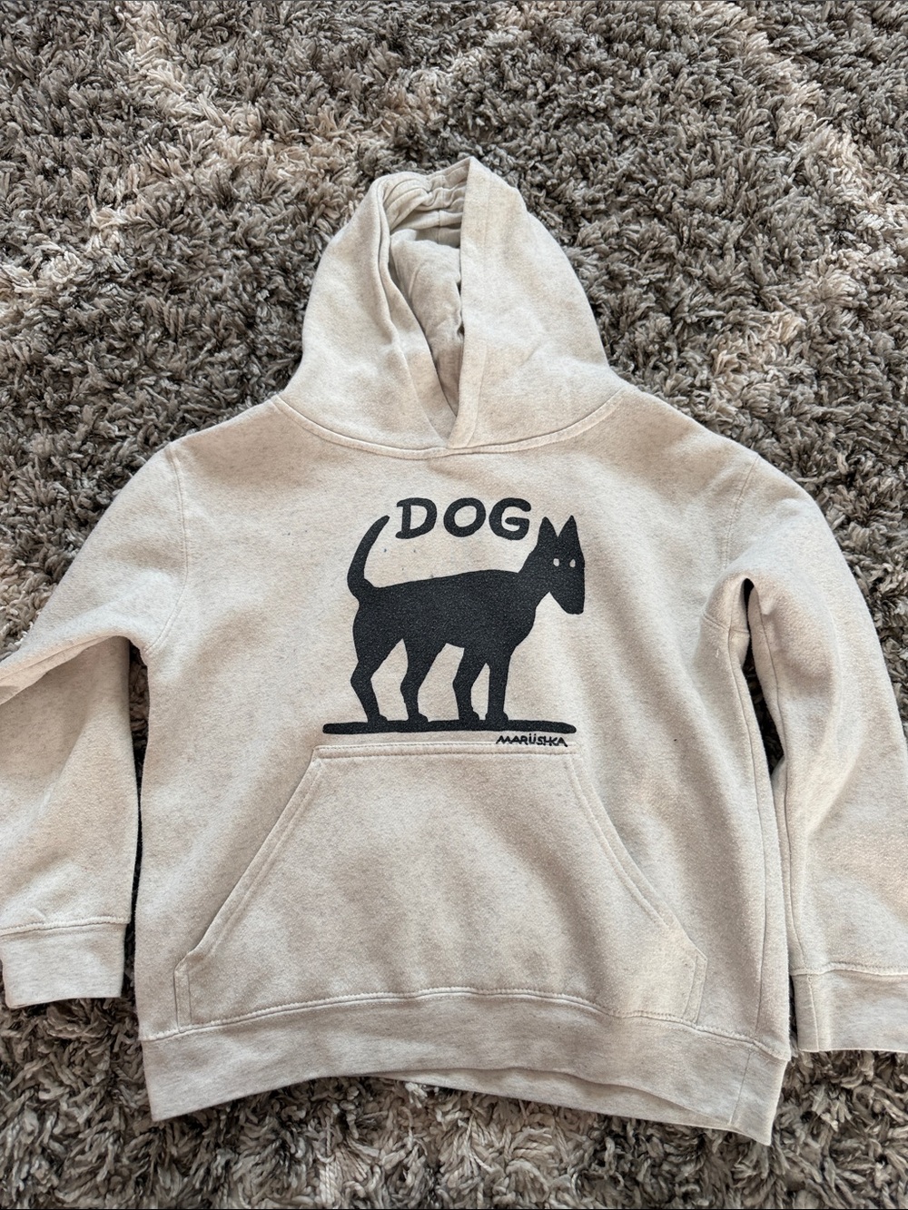 Kids Beige Dog Graphic Hoodie - Maruska